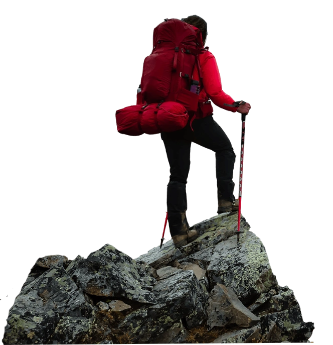 alt="Man admiring Arenal Volcano from mountain viewpoint"
